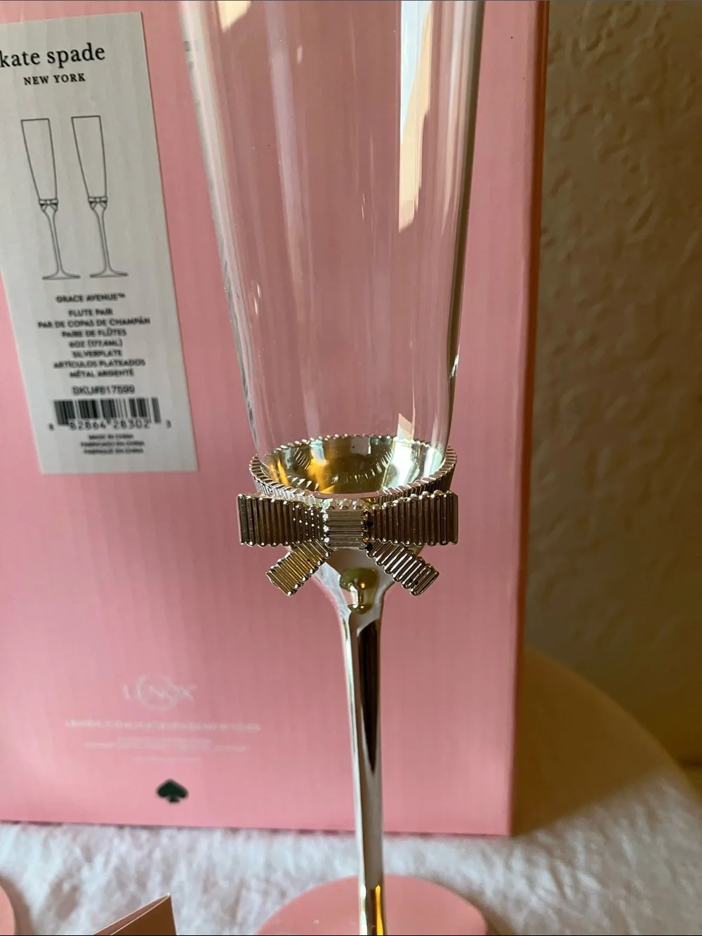 kate spade: “Grace Avenue” Silverplate Flute Pair Champagne Flutes- 6 oz